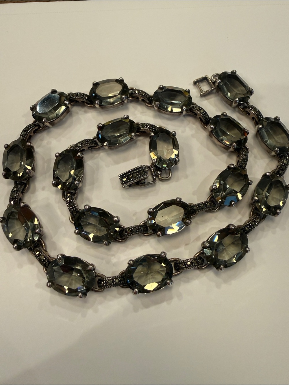 Sterling Silver Green Amethyst Necklace